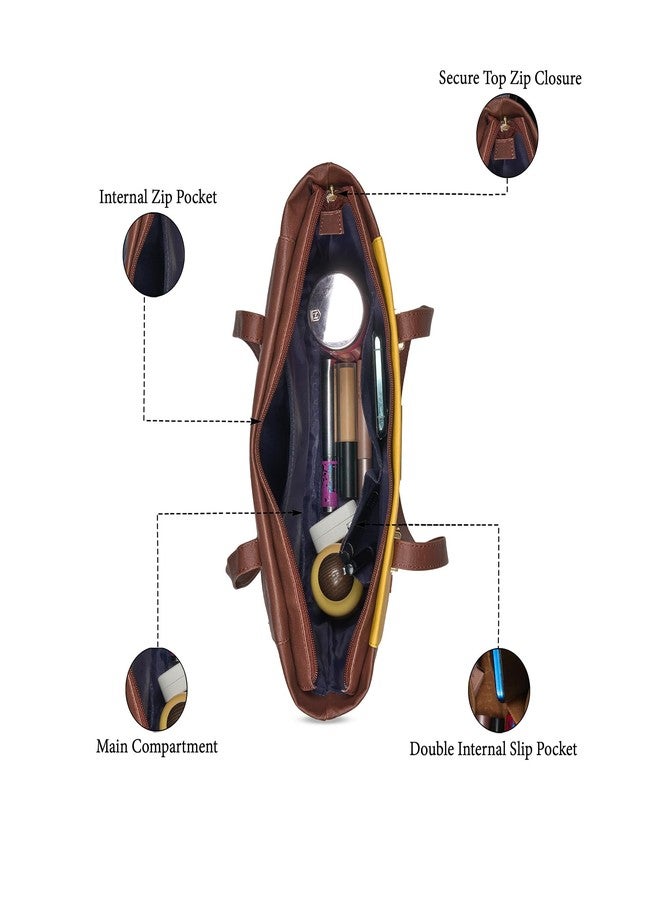 كابريس حقيبة كابريز جيلي متوسطة الحجم للنساء بأحزمة مريحة | حقيبة أنيقة للكتف واليد | تتسع لأجهزة كمبيوتر محمولة حتى 16 بوصة | تصميم متعدد الجيوب للعمل والسفر والتسوق (بني شوكولاتة) - Image 4